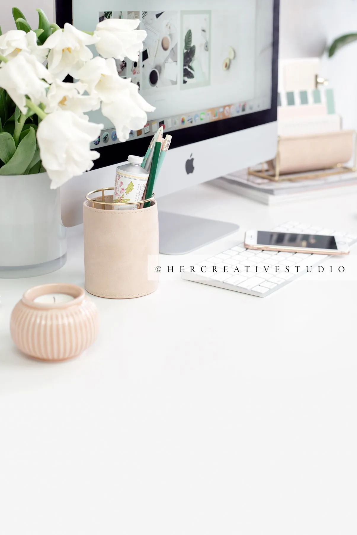 Nude Workspace with Computer