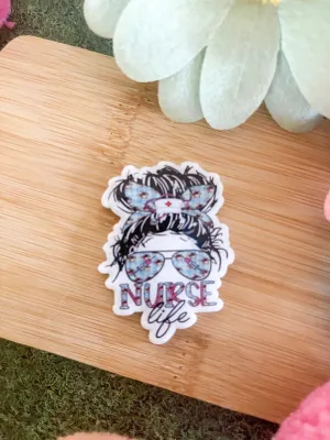 Nurse Life - Messy Bun - Badge Reel