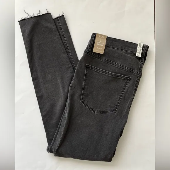 NWT Madewell 9&quot; Mid-Rise Skinny Jeans distressed Black Sea 31