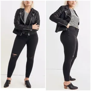 NWT Madewell 9&quot; Mid-Rise Skinny Jeans distressed Black Sea 31