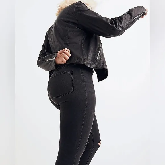 NWT Madewell 9&quot; Mid-Rise Skinny Jeans distressed Black Sea 31