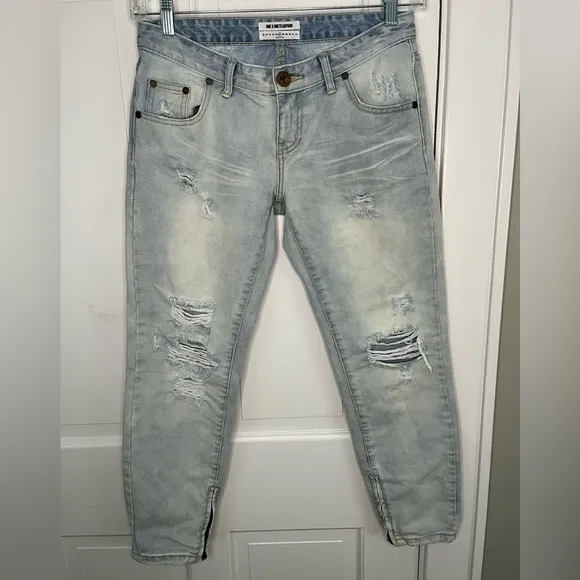 One X ONE TEASPOON Freebirds Low Waist Short Rise Skinny Jeans 27 Distressed