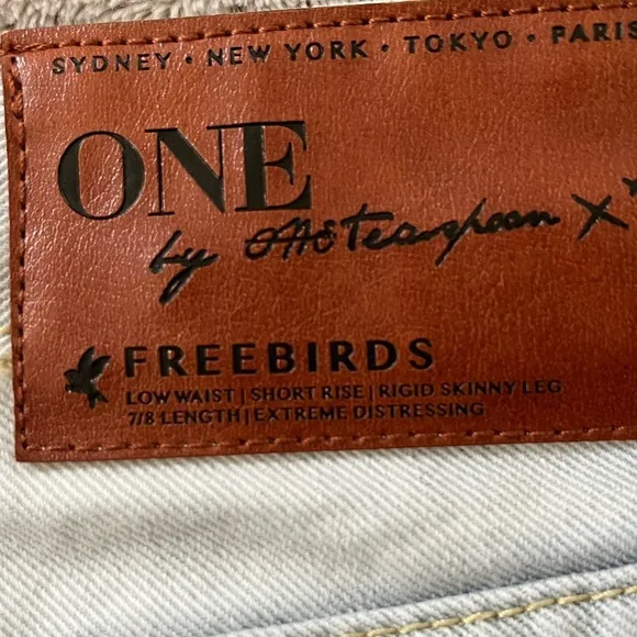 One X ONE TEASPOON Freebirds Low Waist Short Rise Skinny Jeans 27 Distressed
