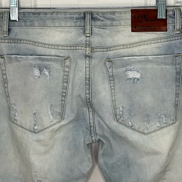 One X ONE TEASPOON Freebirds Low Waist Short Rise Skinny Jeans 27 Distressed