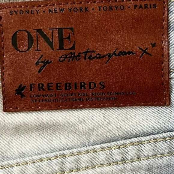 One X ONE TEASPOON Freebirds Low Waist Short Rise Skinny Jeans 27 Distressed