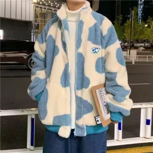 OOC' Tie-Dye Patchwork Sherpa Coat