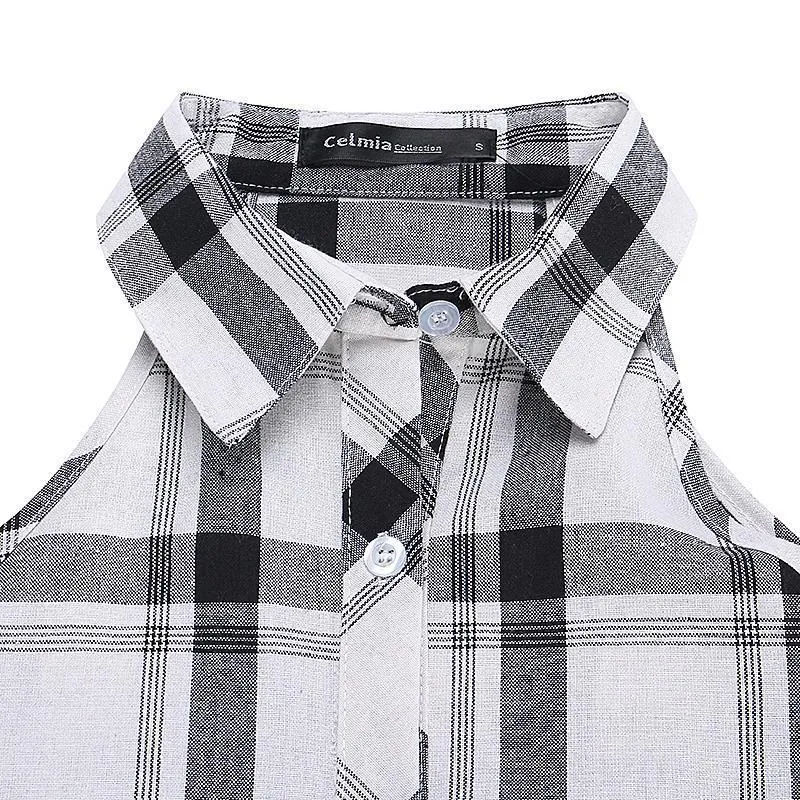 Open Shoulder Plaid Shirt