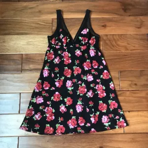 Oscar de la Renta Black Floral Lingerie Nightie