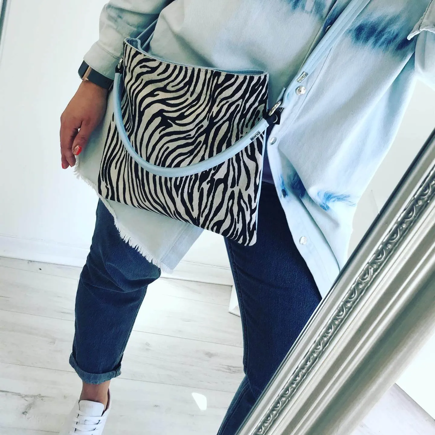 Owen Barry Iggy Leather Bag - Mini Zebra Kos Blue