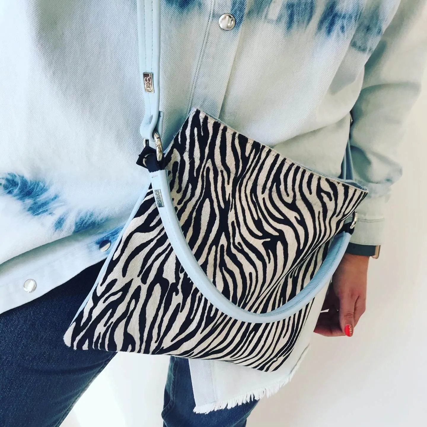 Owen Barry Iggy Leather Bag - Mini Zebra Kos Blue