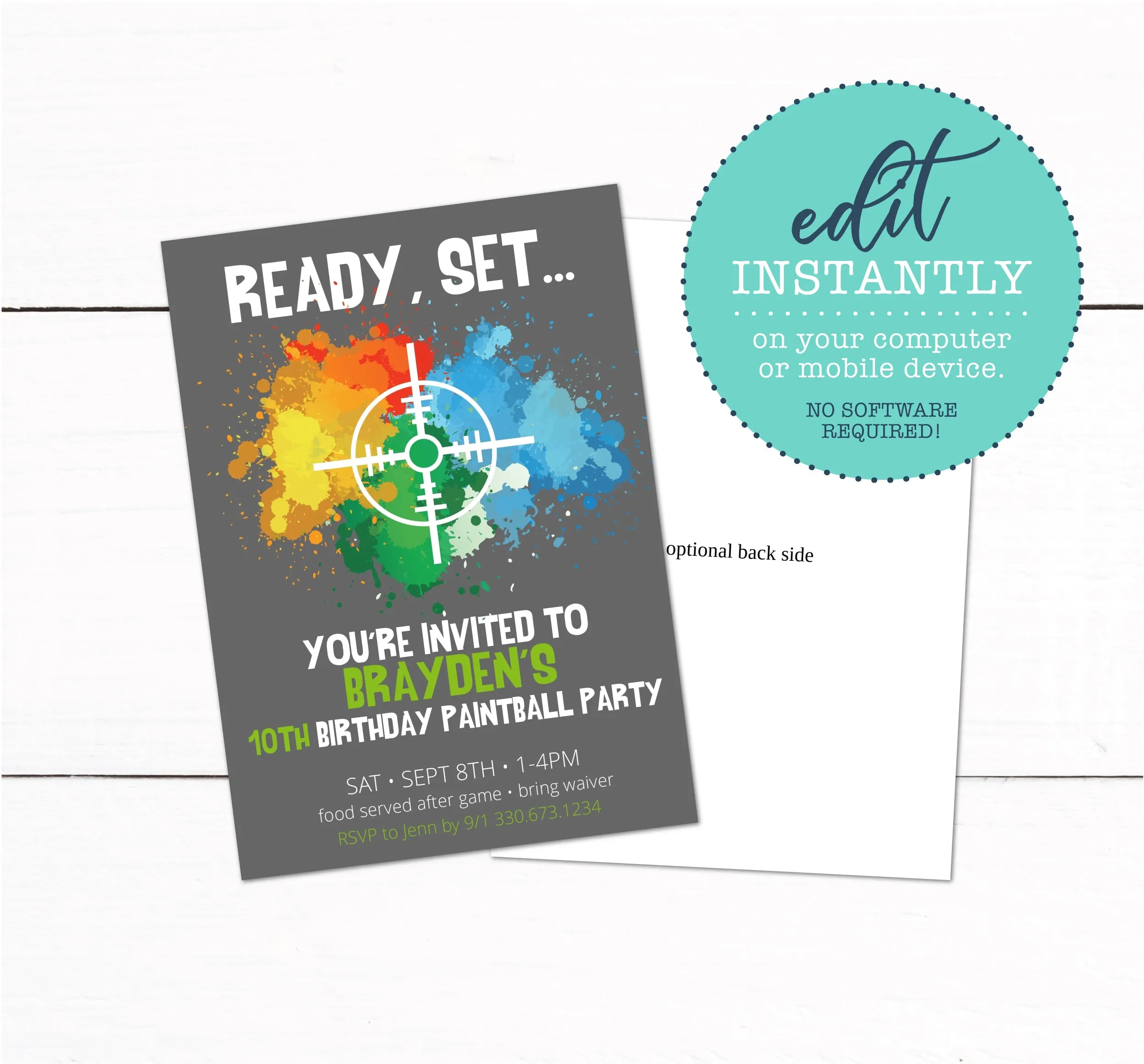 Paintball Party Invitation