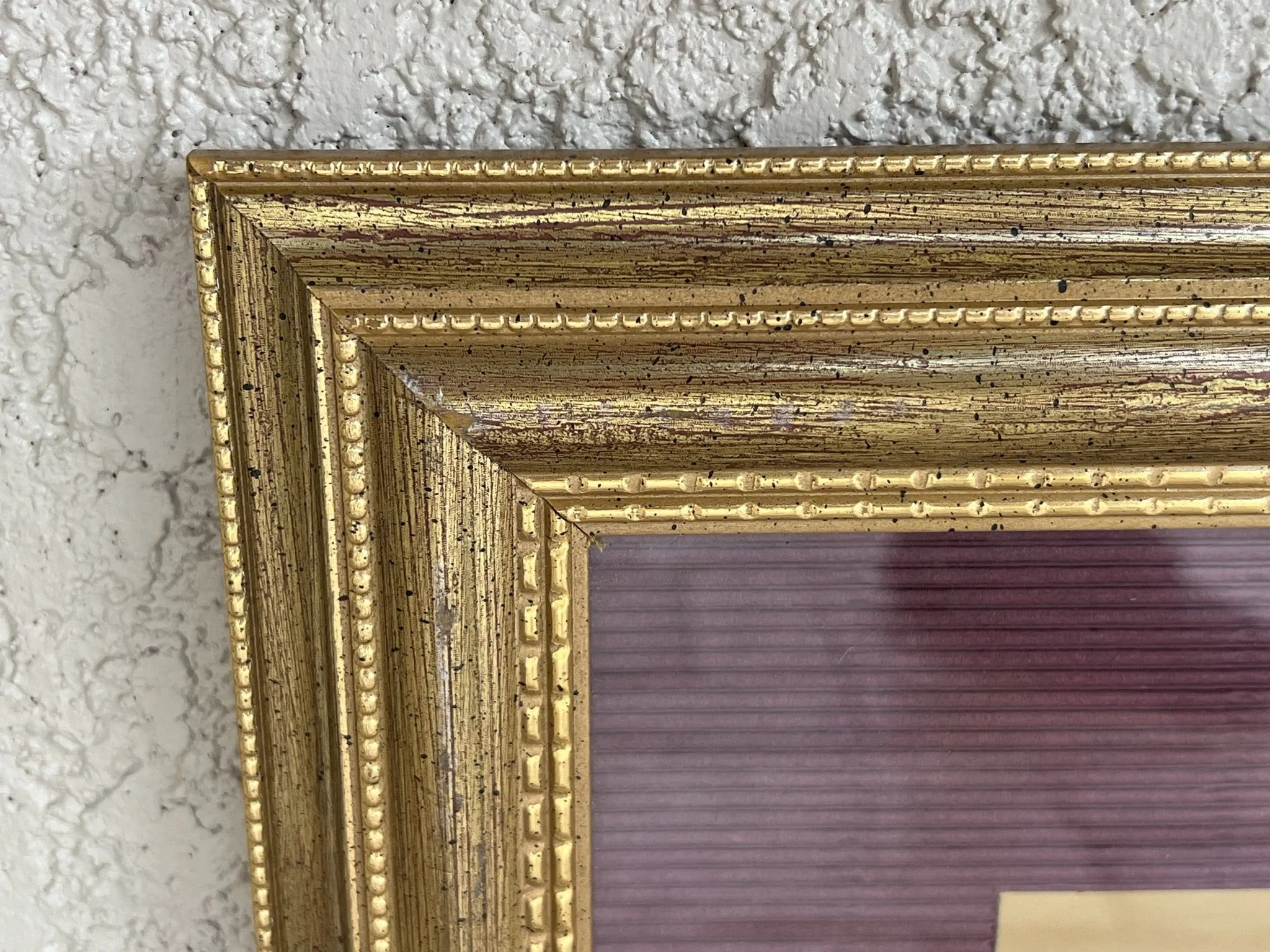 Pair Framed Square Modern Gold Burgundy Nude Wall Hangings, Print on Foil