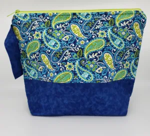 Paisleys on Faux Denim -  Project Bag - Medium