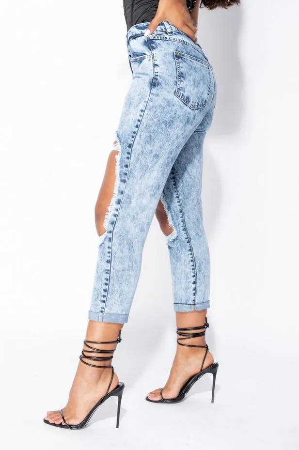 PARISIAN EXTREME DISTRESSED HIGH WAIST BOYFRIEND JEAN