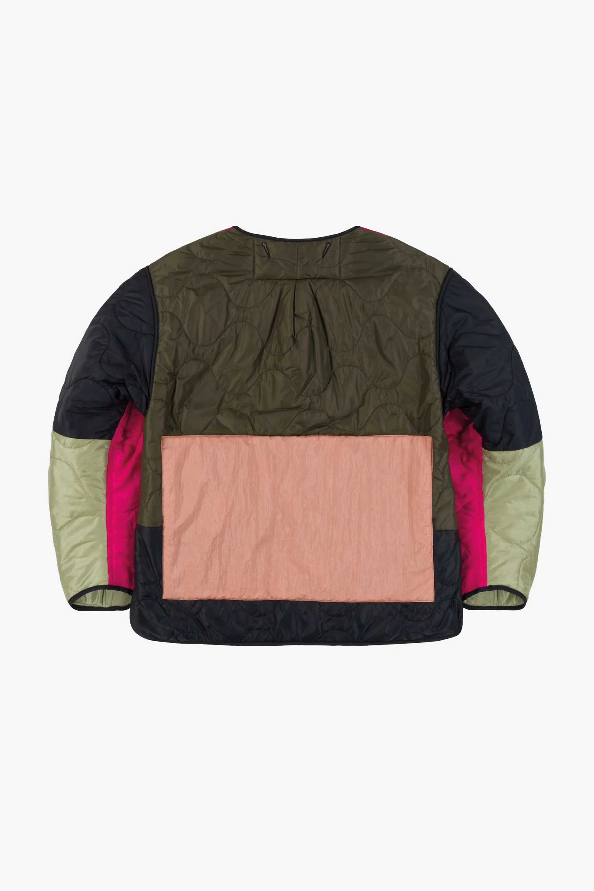 Patchwork Cropped Quilt Jacket - Fuchsia / Pale Sage