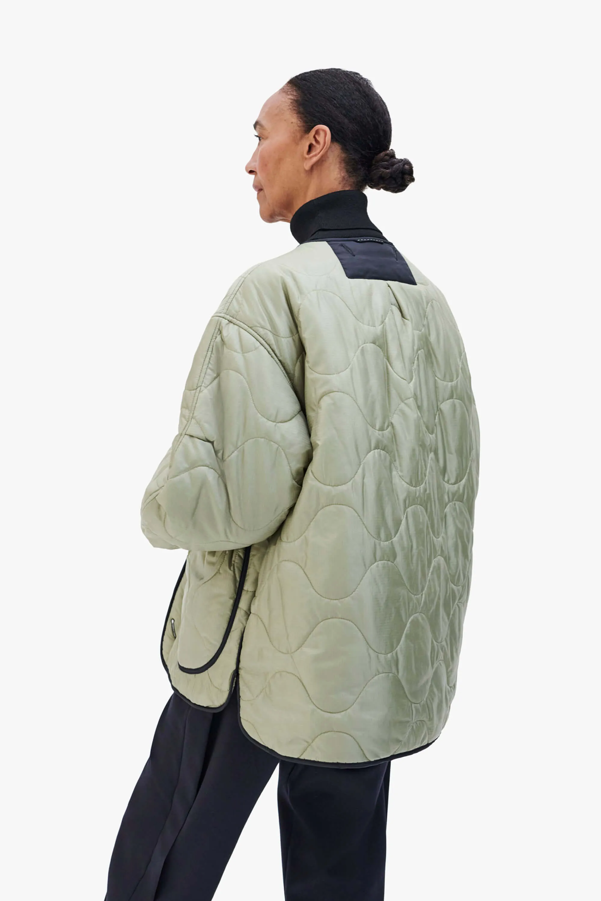 Patchwork Cropped Quilt Jacket - Fuchsia / Pale Sage
