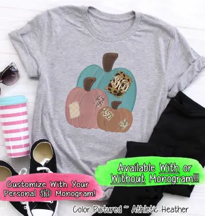Patchwork Fall Pumpkin Trio Monogram Tee