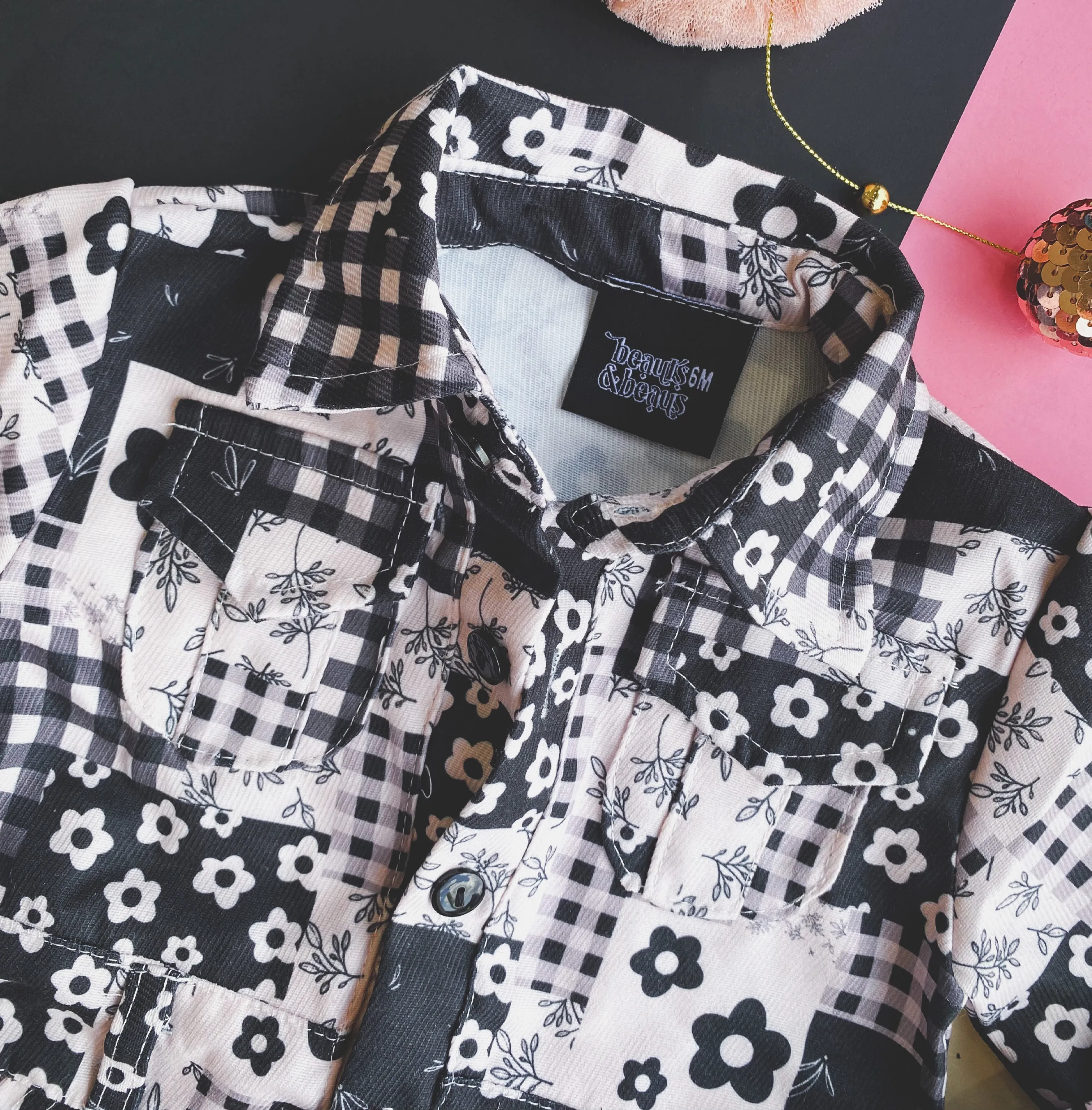patchwork jumpsuit - black