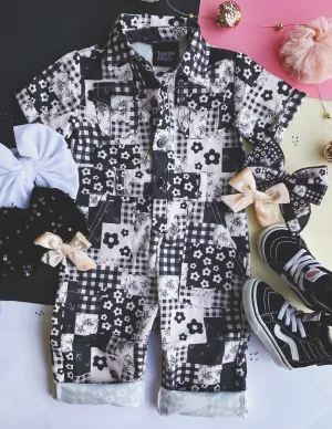 patchwork jumpsuit - black