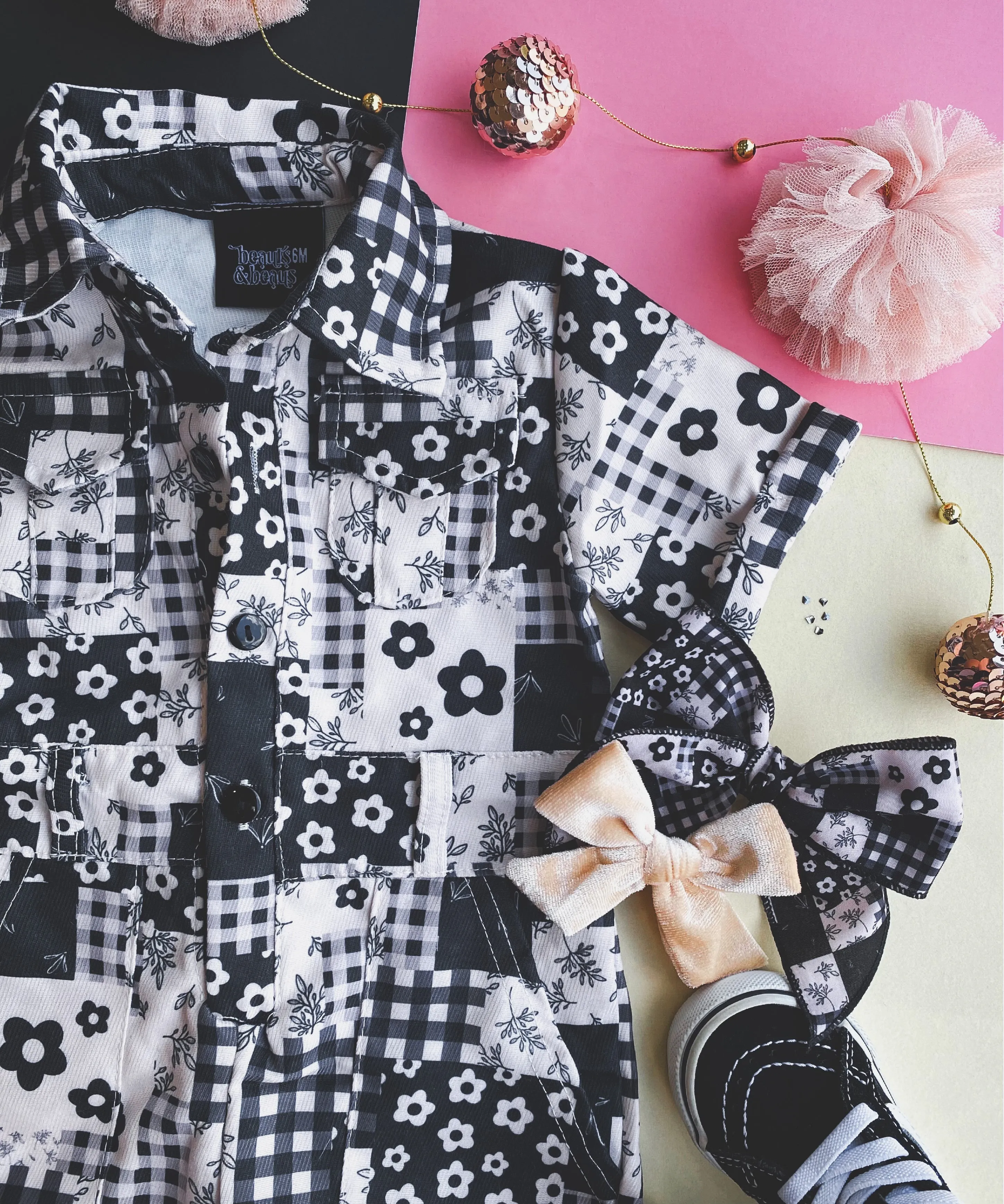 patchwork jumpsuit - black