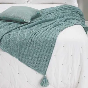 Patchwork Knit Mint Throw | 130cm x 170cm