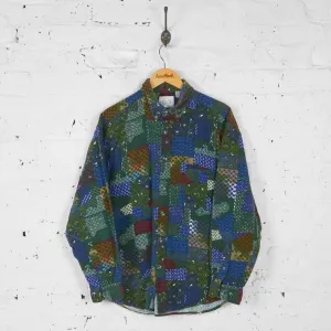 Patchwork Pattern Flannel Shirt - Green - L