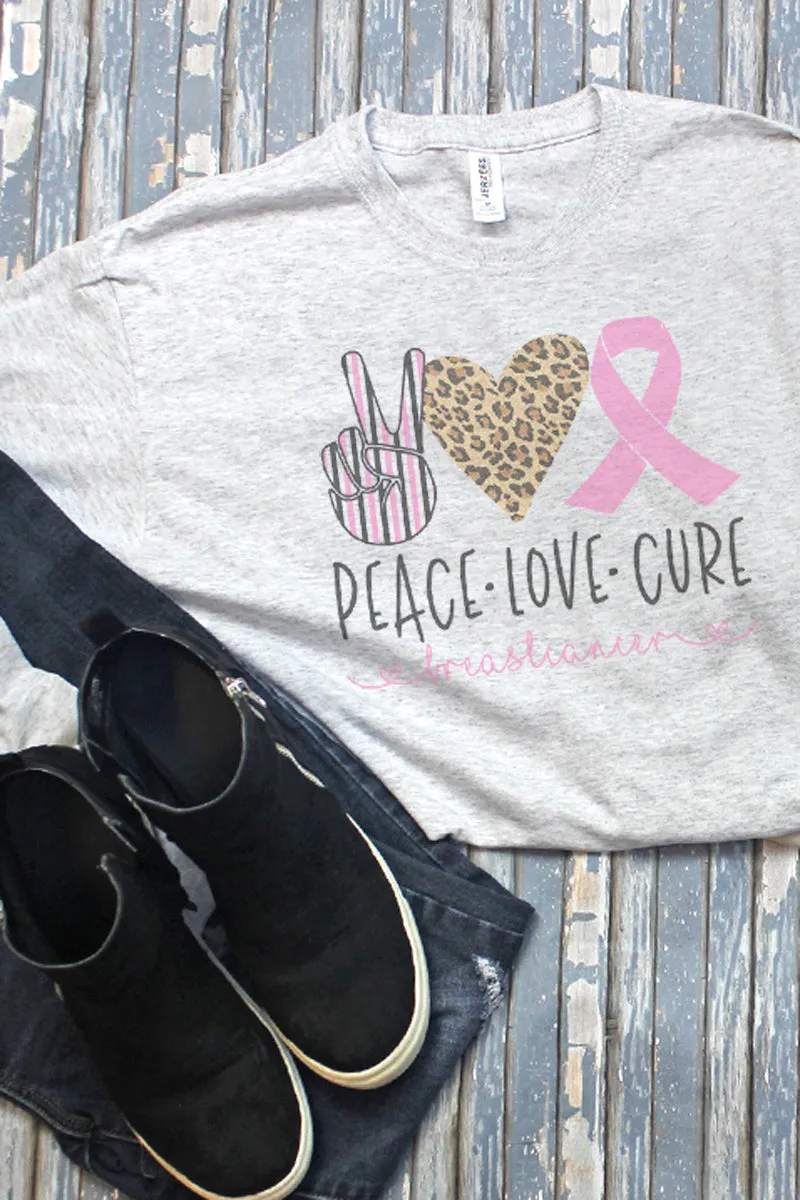 Peace Love Pink Ribbon Unisex Dri-Power Long-Sleeve 50/50 Tee