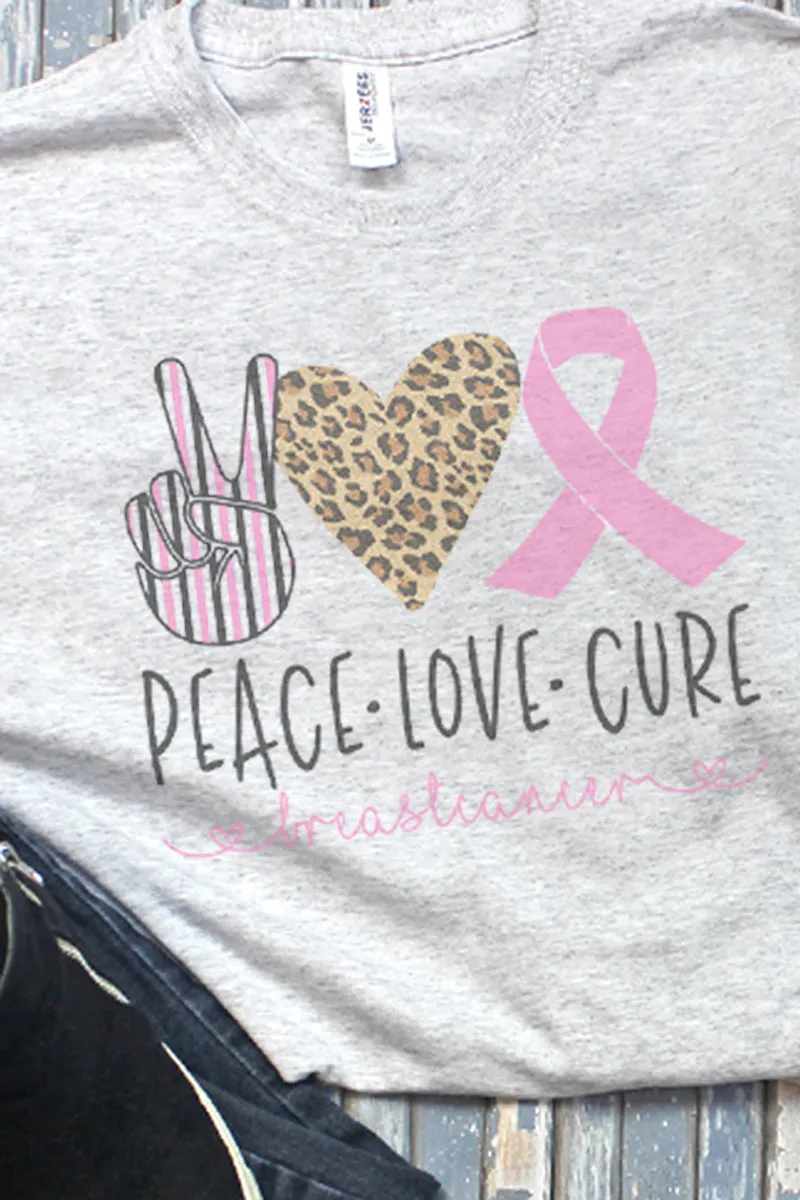 Peace Love Pink Ribbon Unisex Dri-Power Long-Sleeve 50/50 Tee