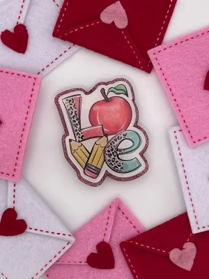 Peace Love Teach - Apple - Badge Reel