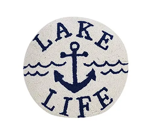 Peking Handicraft 16" Round Hooked Wool Pillow - Anchor Lake Life
