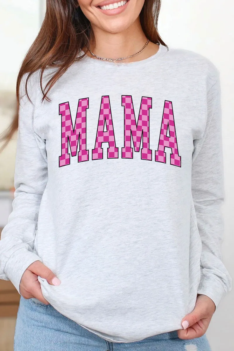 Pink Checkered Mama Unisex Dri-Power Long-Sleeve 50/50 Tee