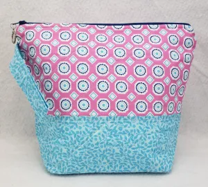 Pink Circles and Pale Blue - Project Bag - Small