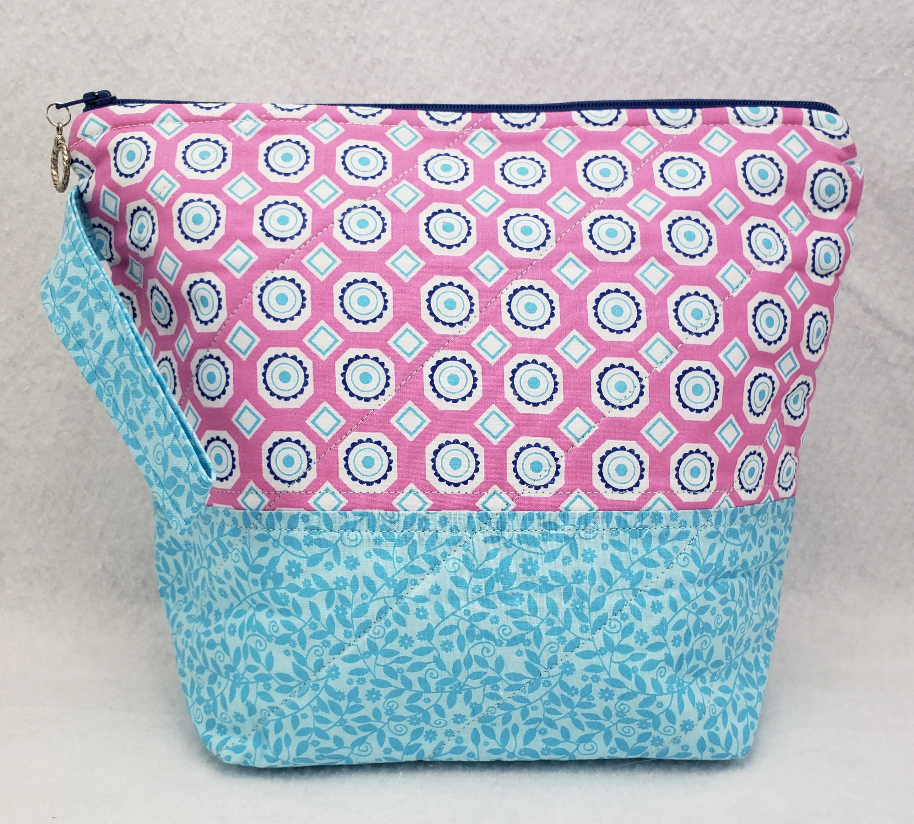 Pink Circles and Pale Blue - Project Bag - Small