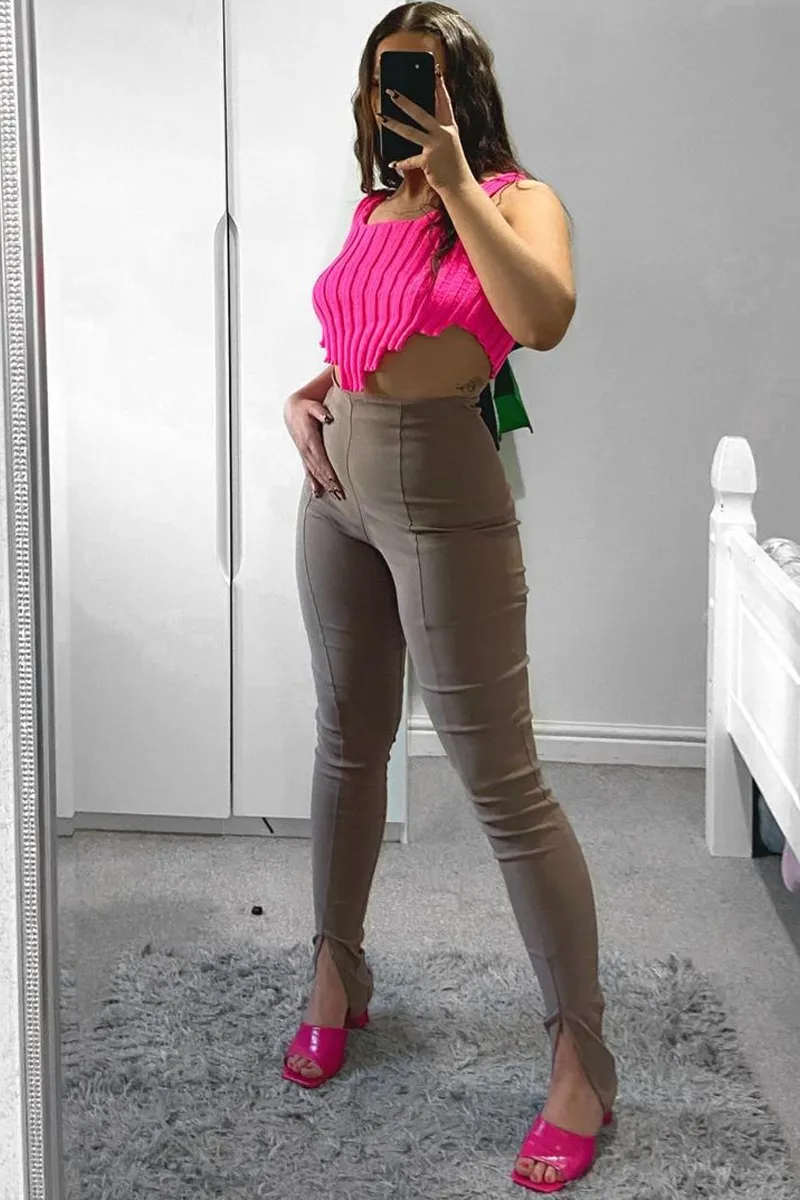 Pink Distressed Knit Crop Top - Dani
