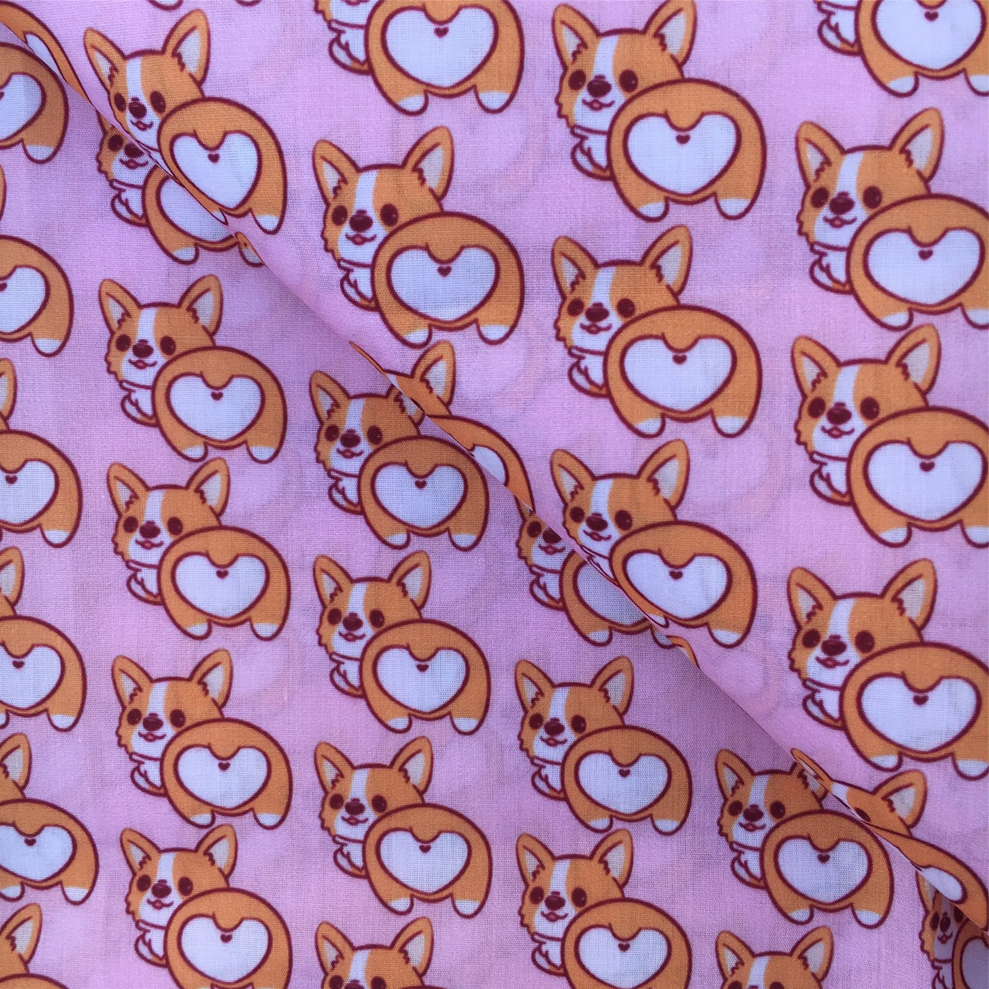 pink series dog puppy printed fabric