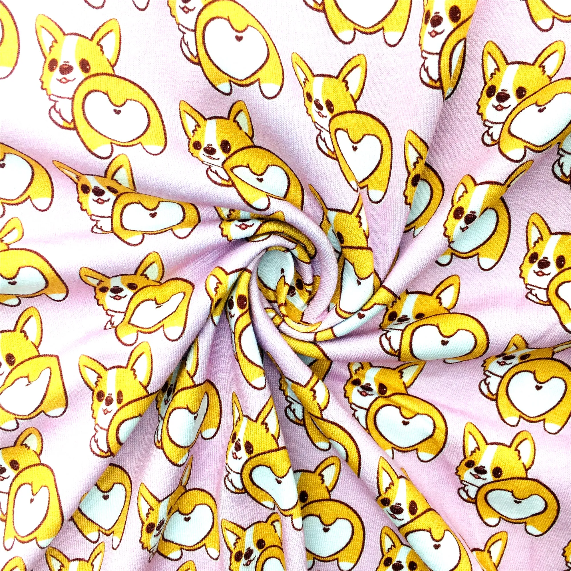 pink series dog puppy printed fabric