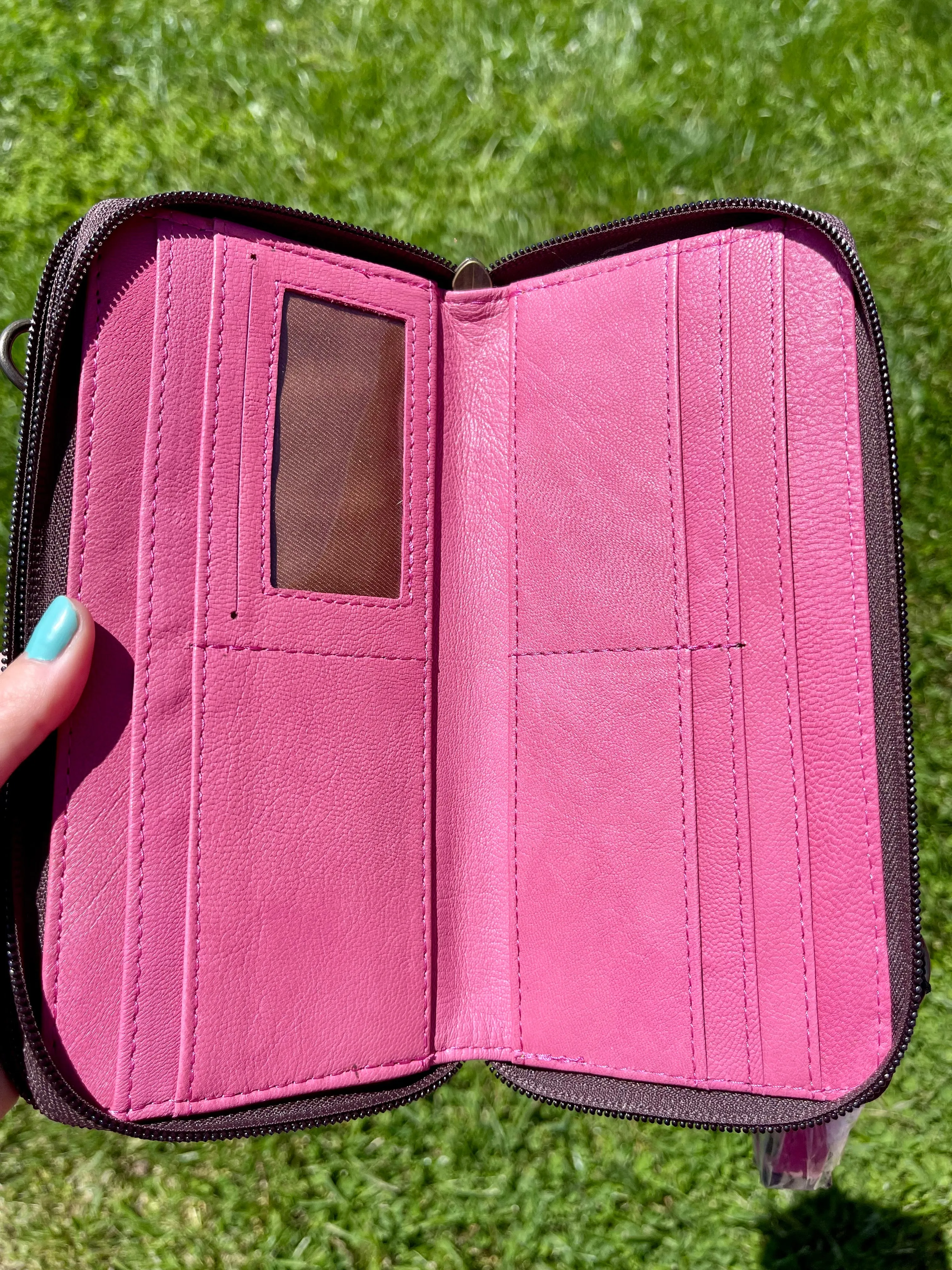 Pink Tooled Ladies Wallet
