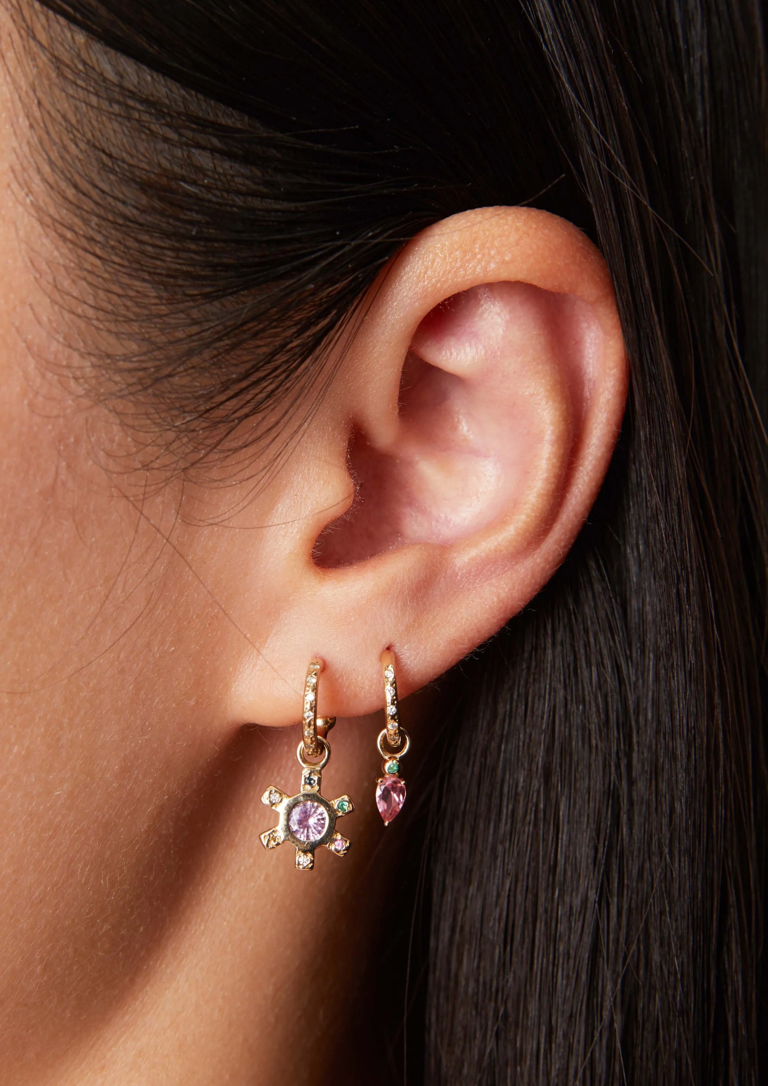 Pink Tourmaline Droplet Earring