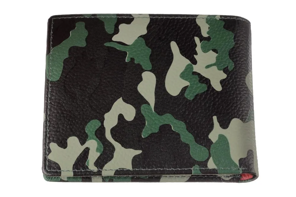 Portefeuille à cartes de crédit motif camouflage vert