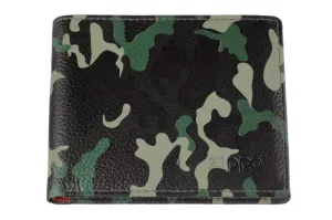Portefeuille à cartes de crédit motif camouflage vert