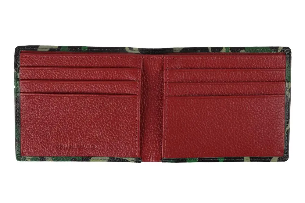 Portefeuille à cartes de crédit motif camouflage vert