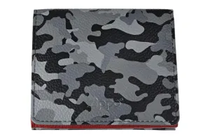 Portefeuille double face motif camouflage gris
