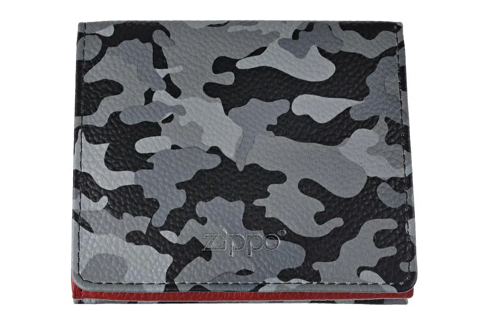 Portefeuille double face motif camouflage gris