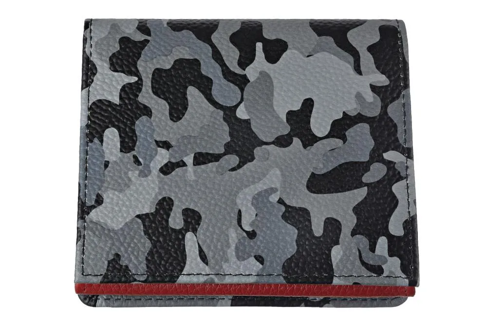 Portefeuille double face motif camouflage gris