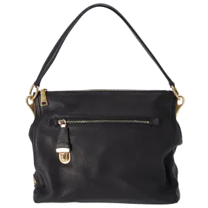 PRADA Pushlock Shoulder Bag BR4501 Black Leather