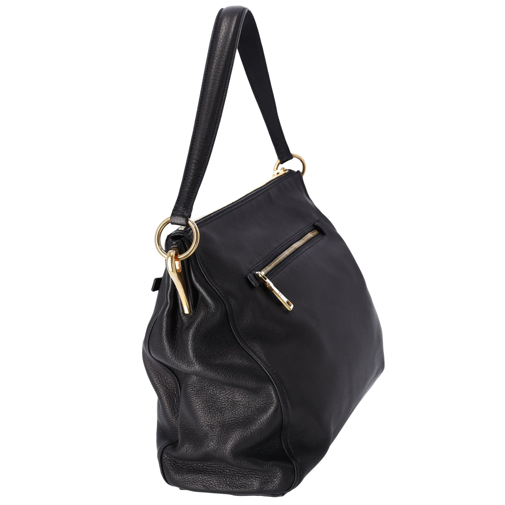 PRADA Pushlock Shoulder Bag BR4501 Black Leather