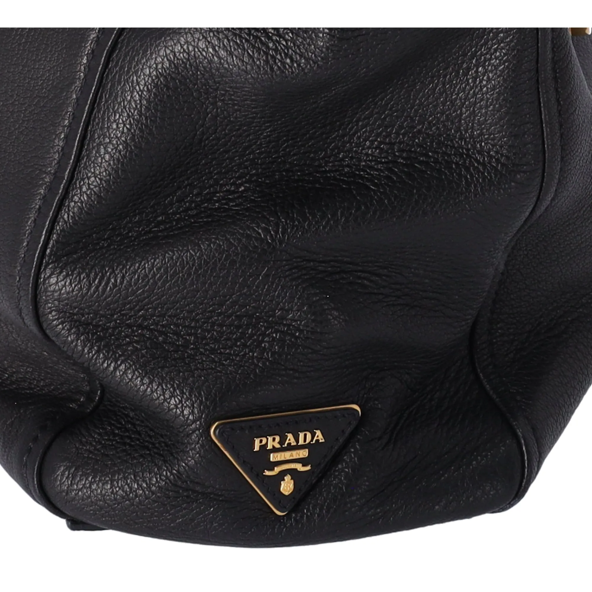 PRADA Pushlock Shoulder Bag BR4501 Black Leather