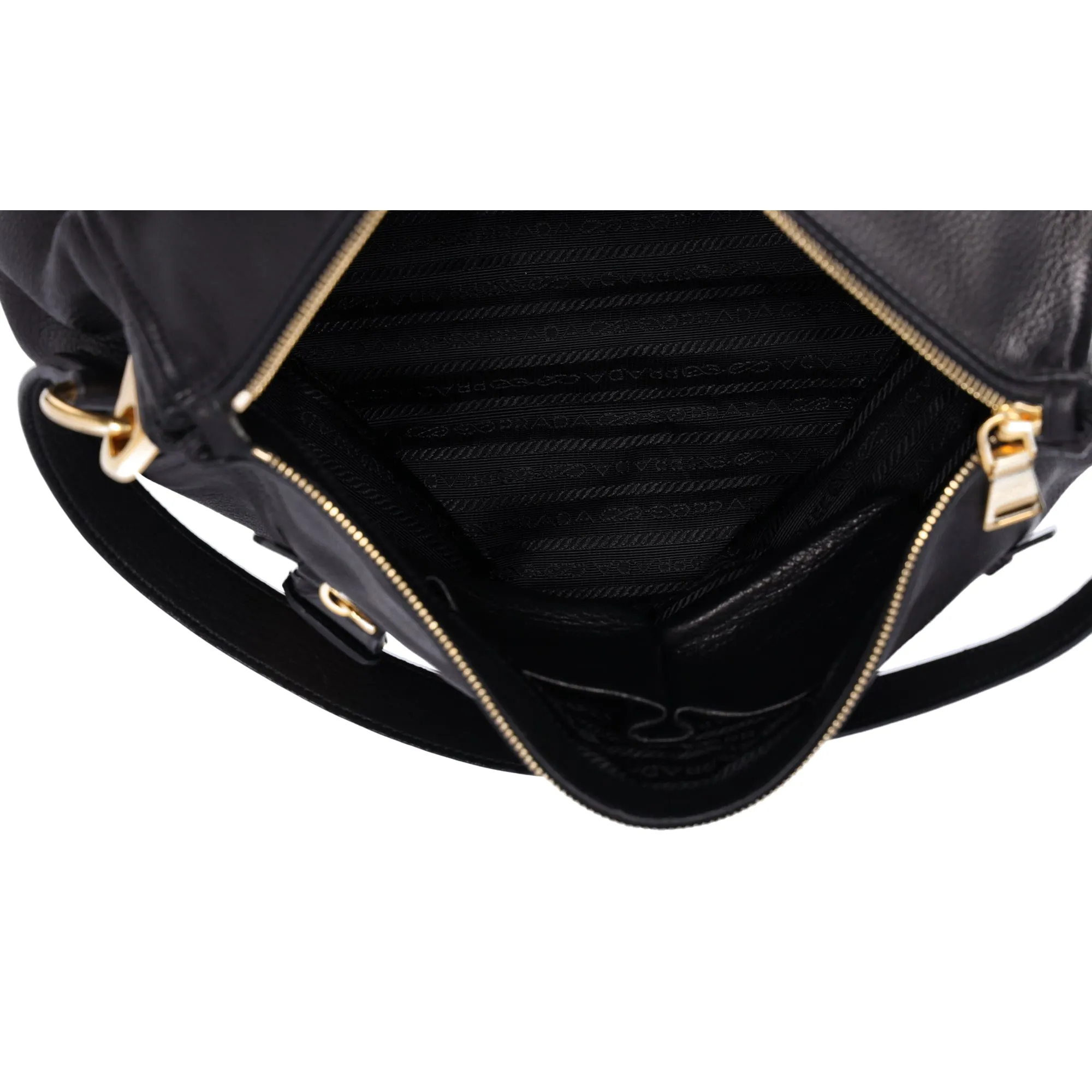 PRADA Pushlock Shoulder Bag BR4501 Black Leather