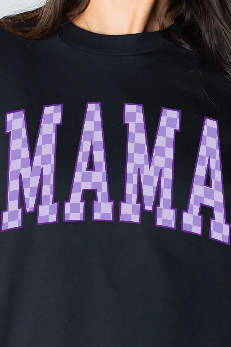 Purple Checkered Mama Unisex Dri-Power Long-Sleeve 50/50 Tee