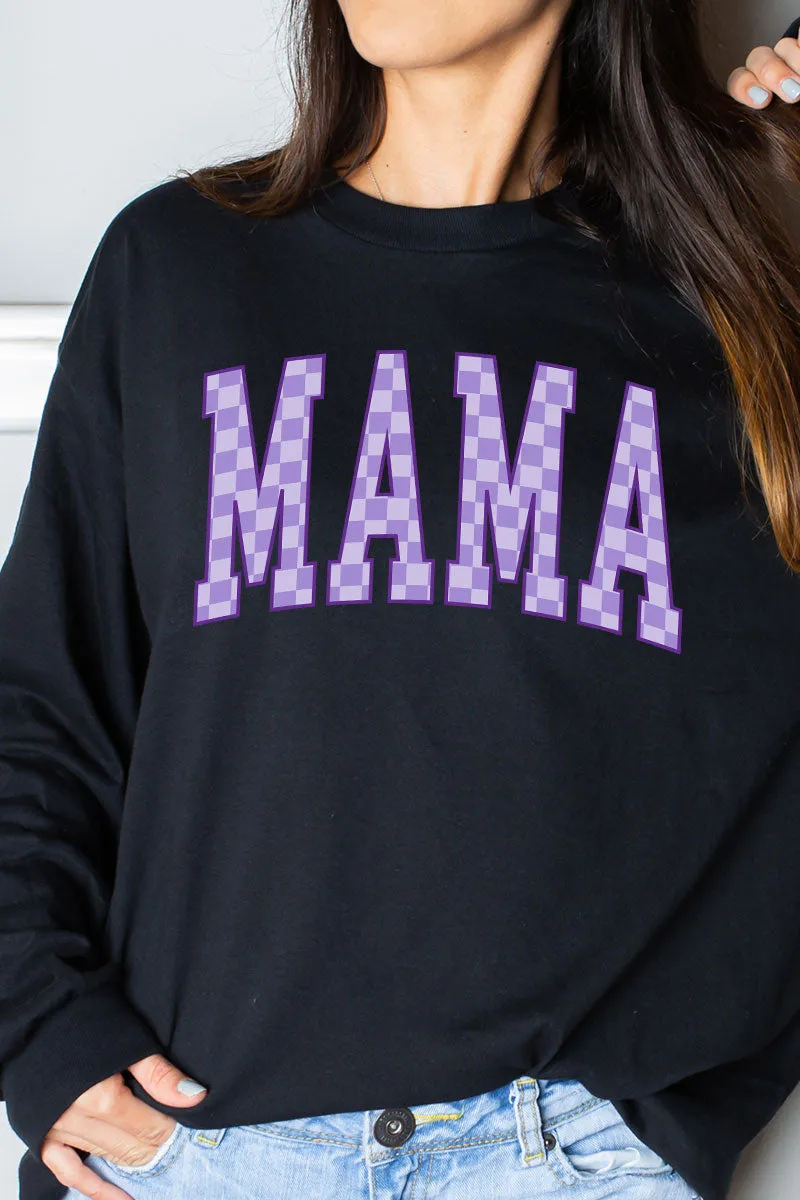 Purple Checkered Mama Unisex Dri-Power Long-Sleeve 50/50 Tee